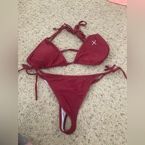 Red boutineLA bikini medium bottoms small top